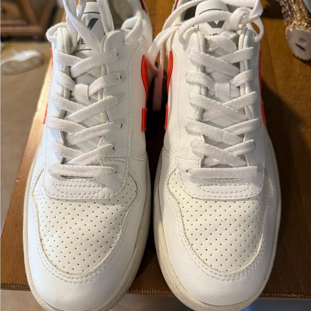 Veja White and Orange Sneakers
